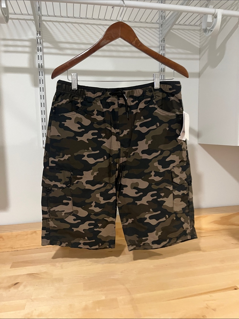 Univibe Boys Camo Cargo Shorts - Olive, Dark Brown & Black